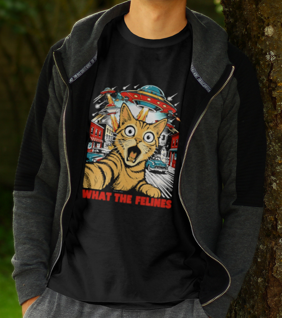 What The Felines Cat UFOs Invade Earth T-Shirt