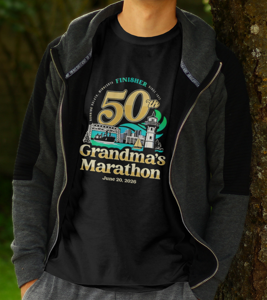 Grandma's Marathon 50th Anniversary Finisher June 20 2026 Canal Park Duluth Minnesota Since 1977 T-Shirt