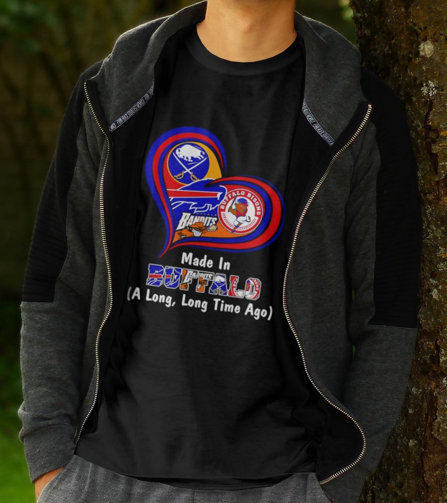 Buffalo Sabres Bills Bisons Made In Buffalo Heart T-Shirt