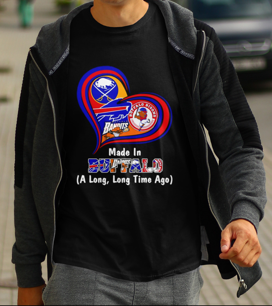 Buffalo Sabres Bills Bisons Made In Buffalo Heart T-Shirt
