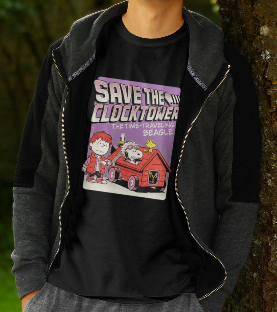 Save The Tower The Time Traveling Beagle Retro Adventure T-Shirt