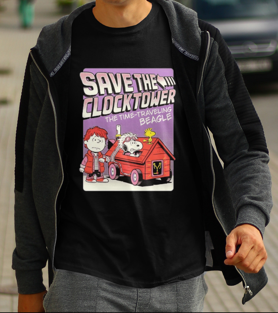 Save The Tower The Time Traveling Beagle Retro Adventure T-Shirt
