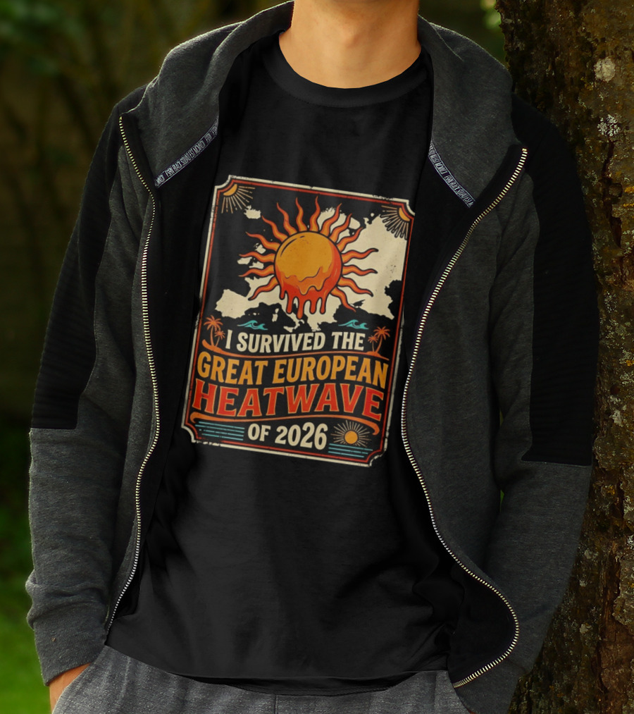 I Survived The Great European Heatwave Of 2026 Vintage Map Sun T-Shirt