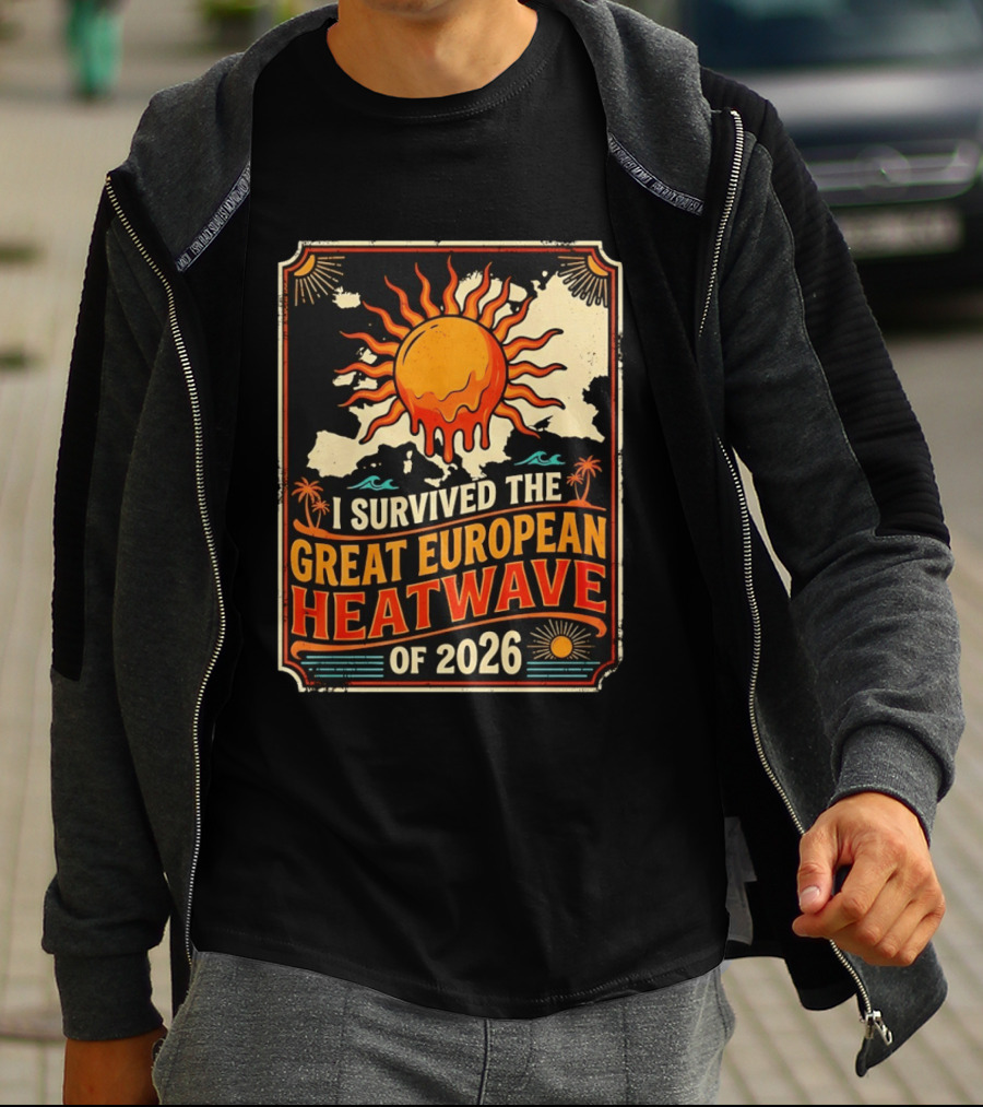 I Survived The Great European Heatwave Of 2026 Vintage Map Sun T-Shirt