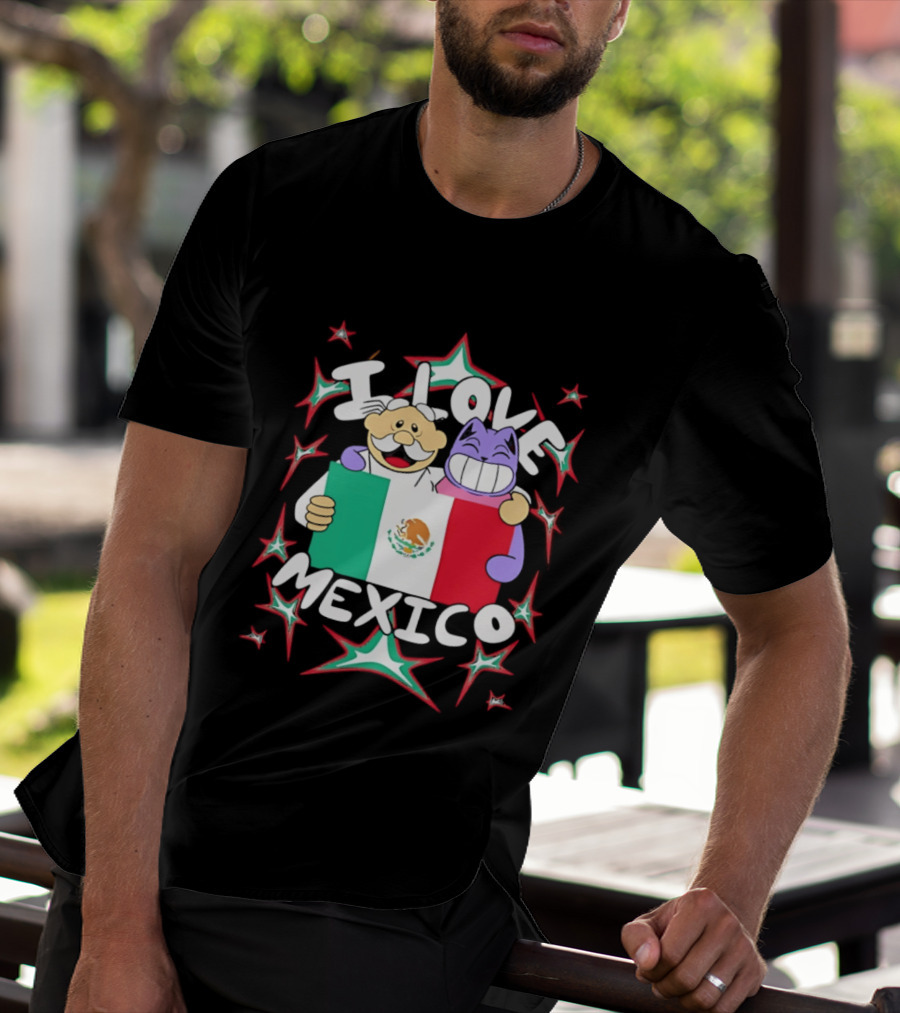 I Love Mexico Mexican Flag Cartoon Cat And Doctor T-Shirt