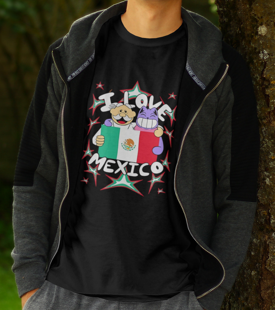 I Love Mexico Mexican Flag Cartoon Cat And Doctor T-Shirt