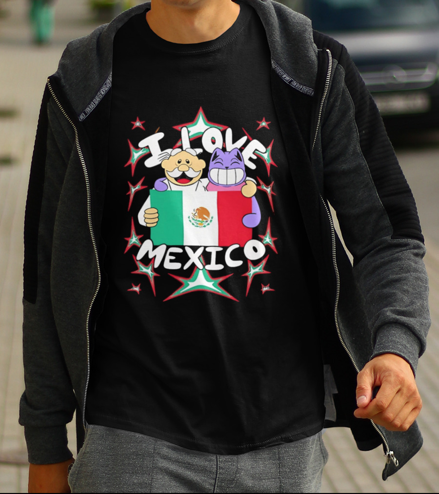 I Love Mexico Mexican Flag Cartoon Cat And Doctor T-Shirt