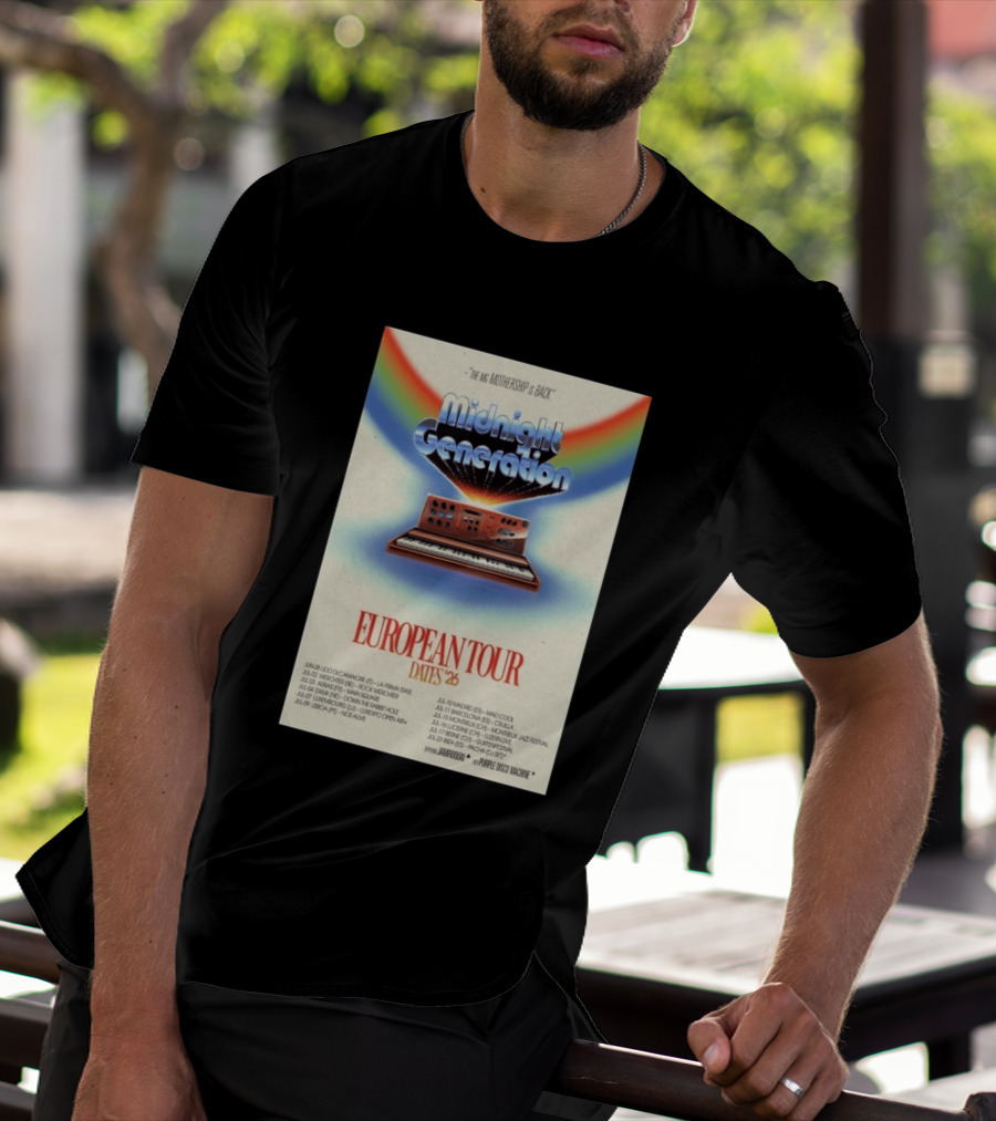 Midnight Generation European Tour Dates '26 Mothership Is Back Jamiroquai Purple Disco Machine T-Shirt