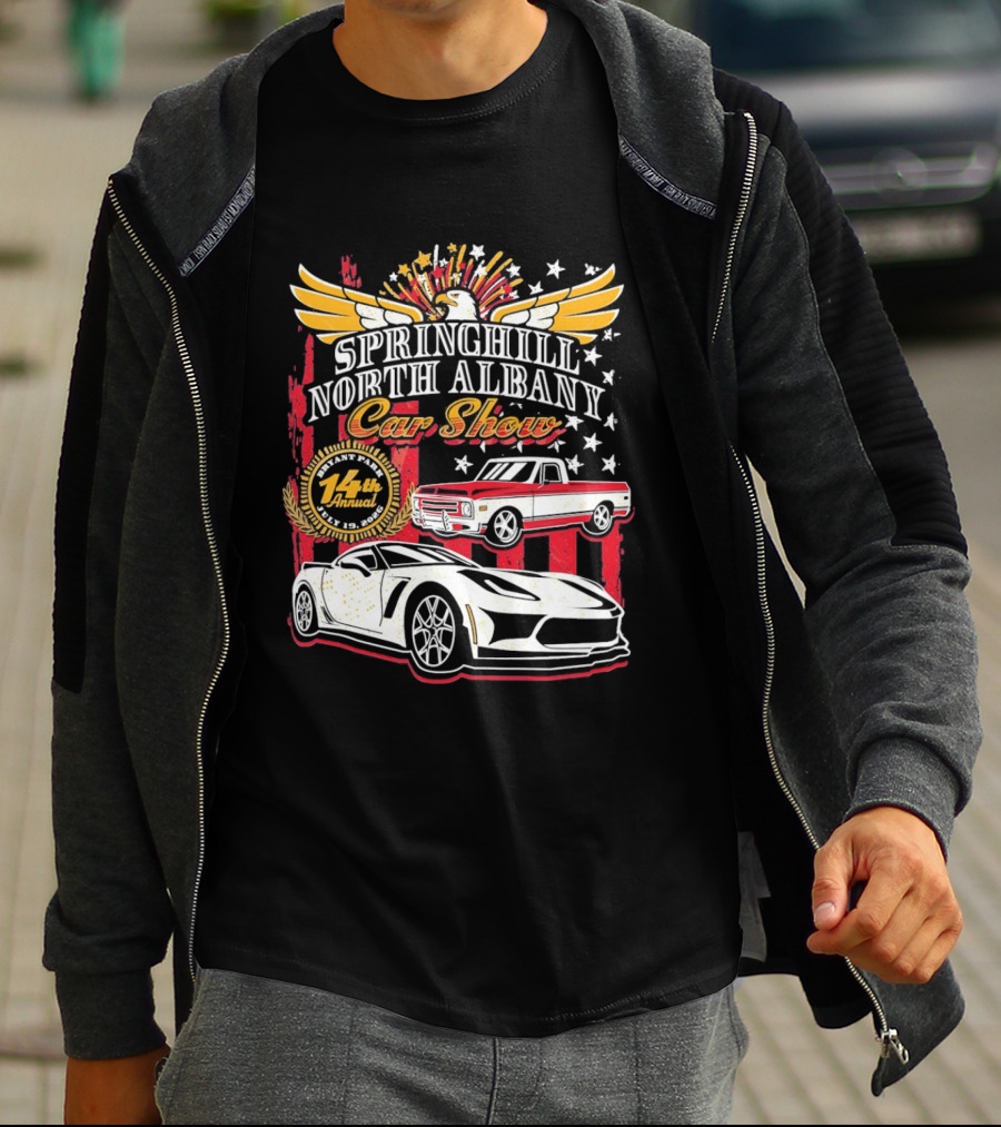 Springhill North Albany Car Show Vintage Truck And Sports Car Stars Wings T-Shirt
