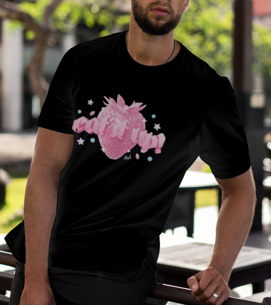 Naomi Jon Eat It Up Pink Strawberry Gothic Stars T-Shirt