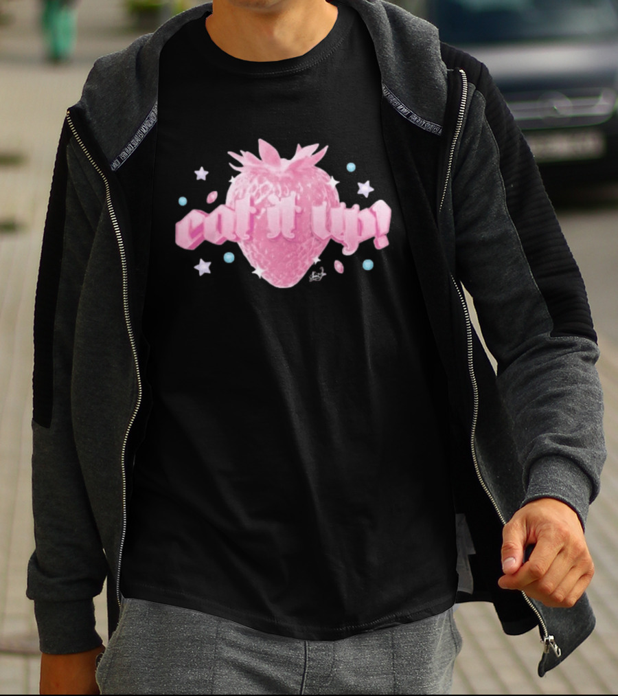 Naomi Jon Eat It Up Pink Strawberry Gothic Stars T-Shirt