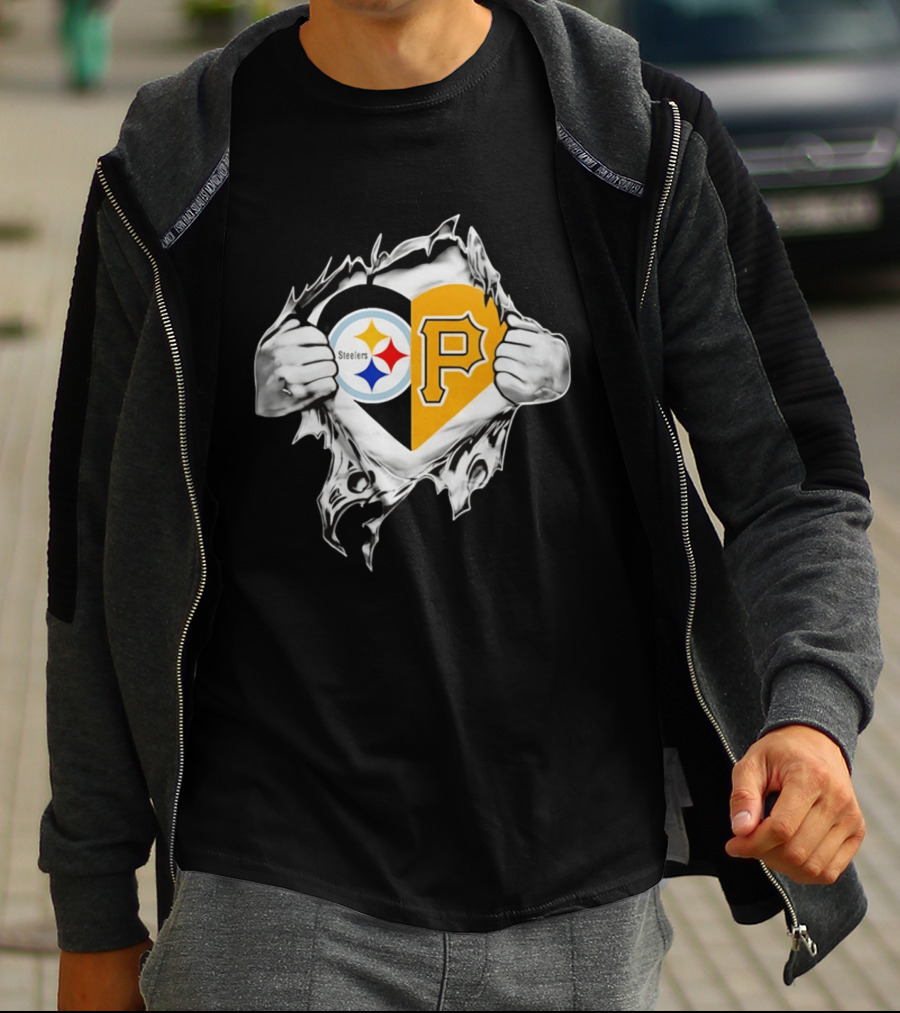 Steelers Pirates Heart Pittsburgh NFL MLB Fans T-Shirt
