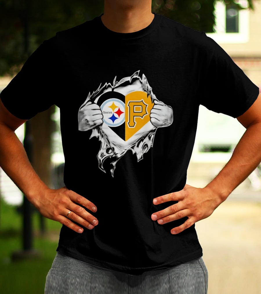 Steelers Pirates Heart Pittsburgh NFL MLB Fans T-Shirt
