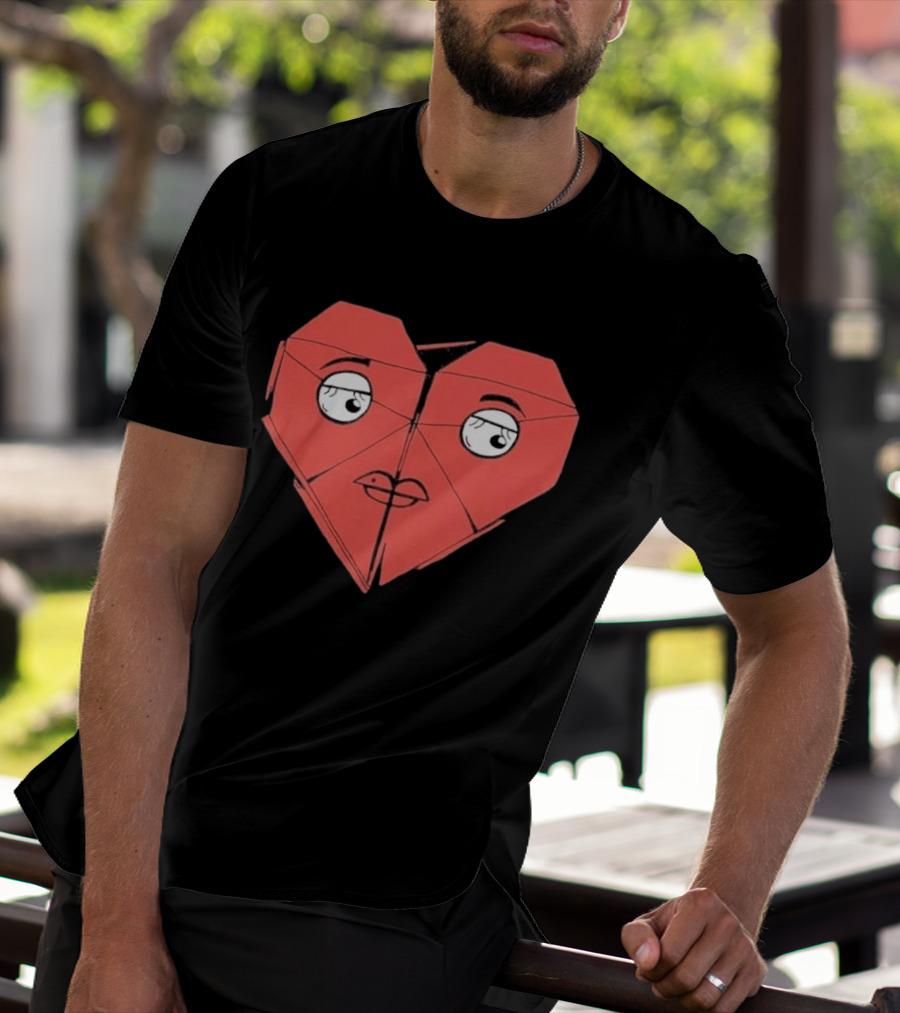 James Marriott Romanticise This Origami Heart Face T-Shirt