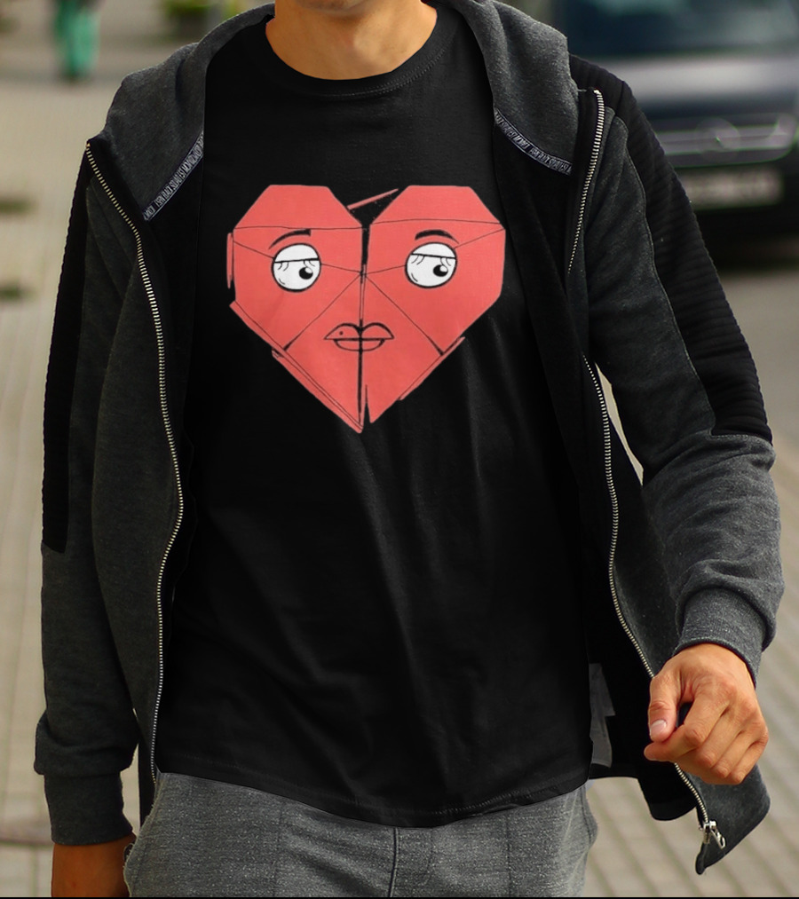 James Marriott Romanticise This Origami Heart Face T-Shirt