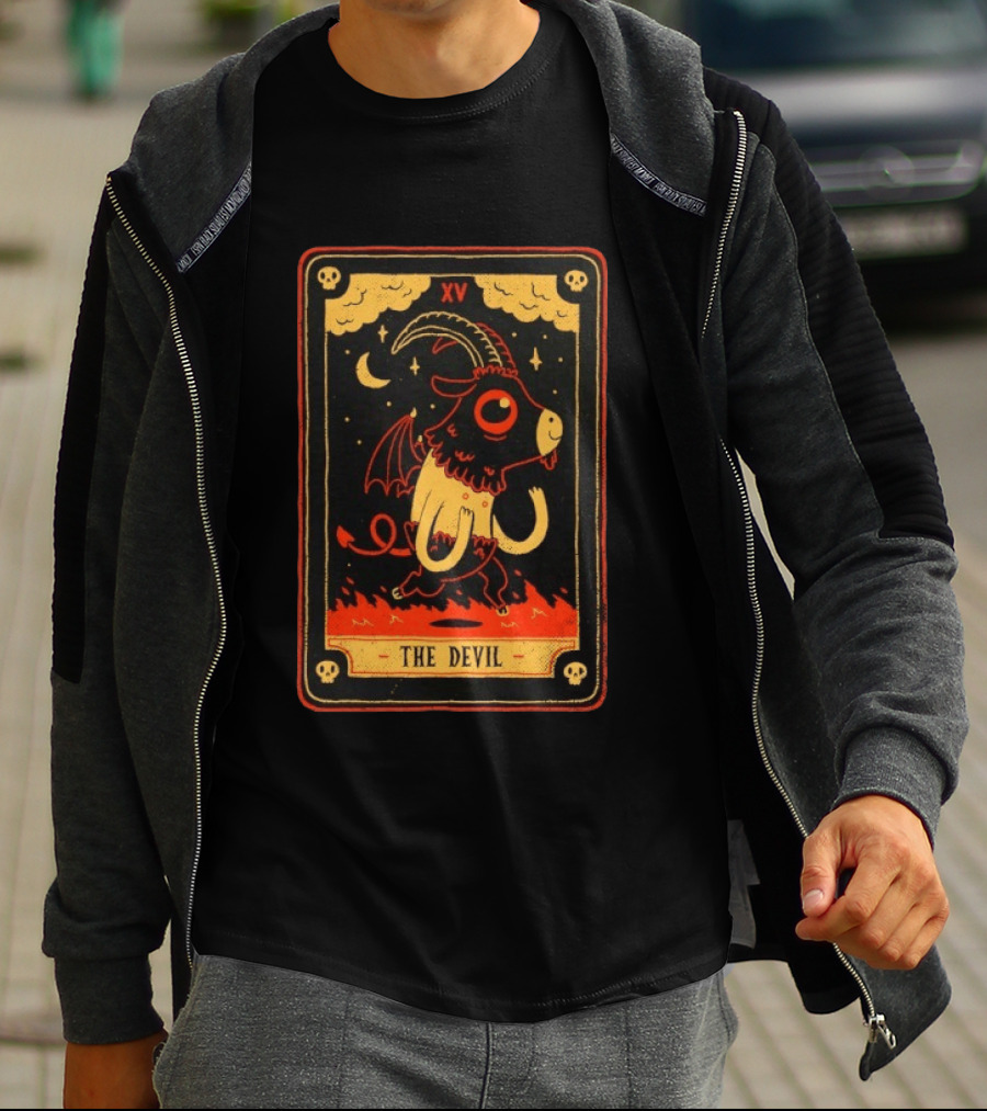 The Devil Tarot Card XV Occult Goat Satanic Gothic Baphomet T-Shirt