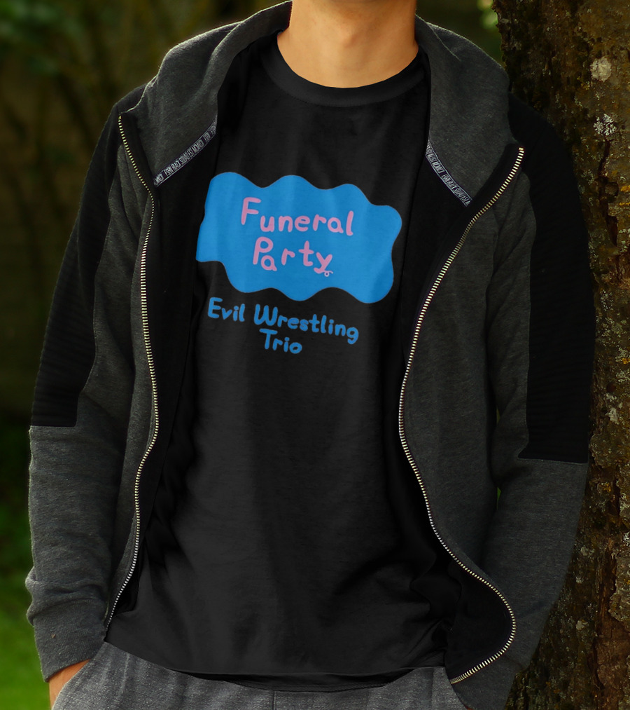 Funeral Party Evil Wrestling Trio Retro Blue Pink T-Shirt