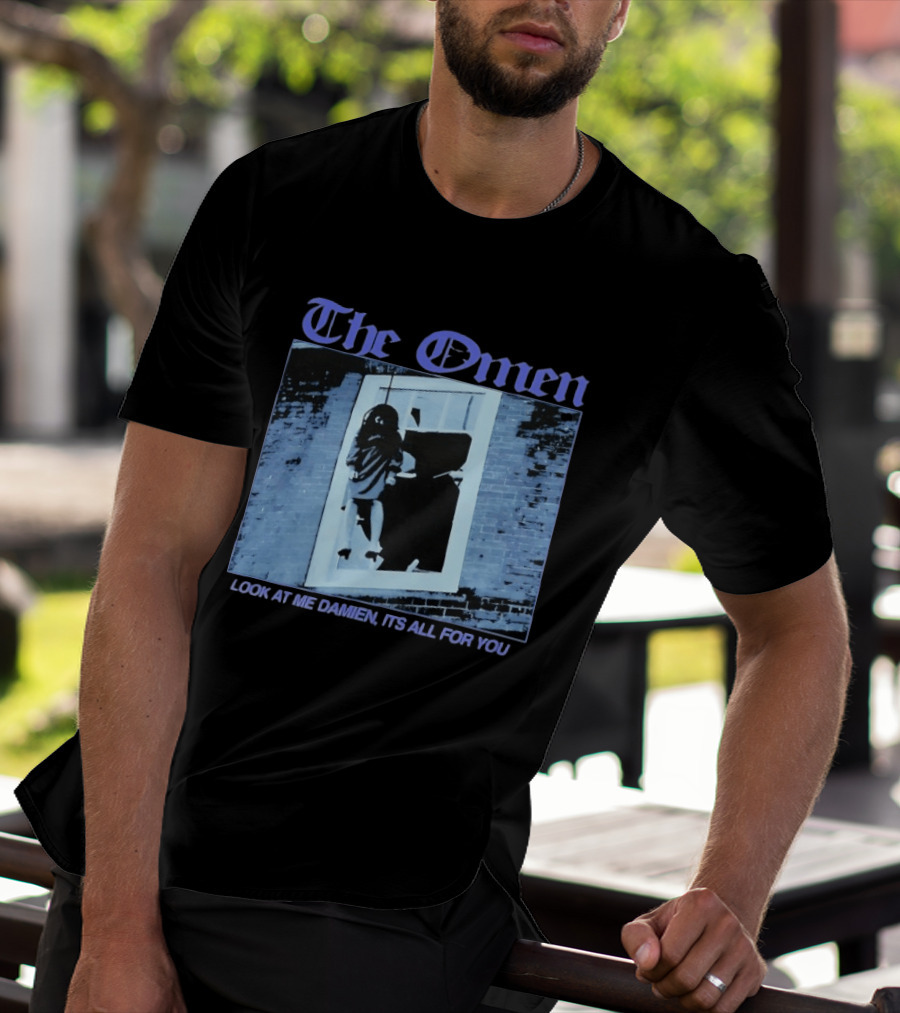 The Omen Look At Me Damien It's All For You Classic Horror Scene T-Shirt