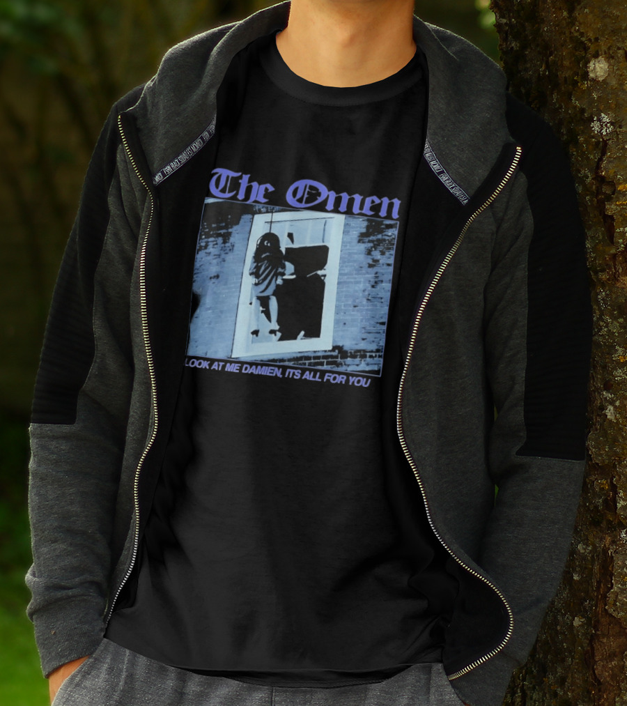 The Omen Look At Me Damien It's All For You Classic Horror Scene T-Shirt