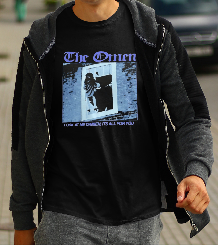 The Omen Look At Me Damien It's All For You Classic Horror Scene T-Shirt