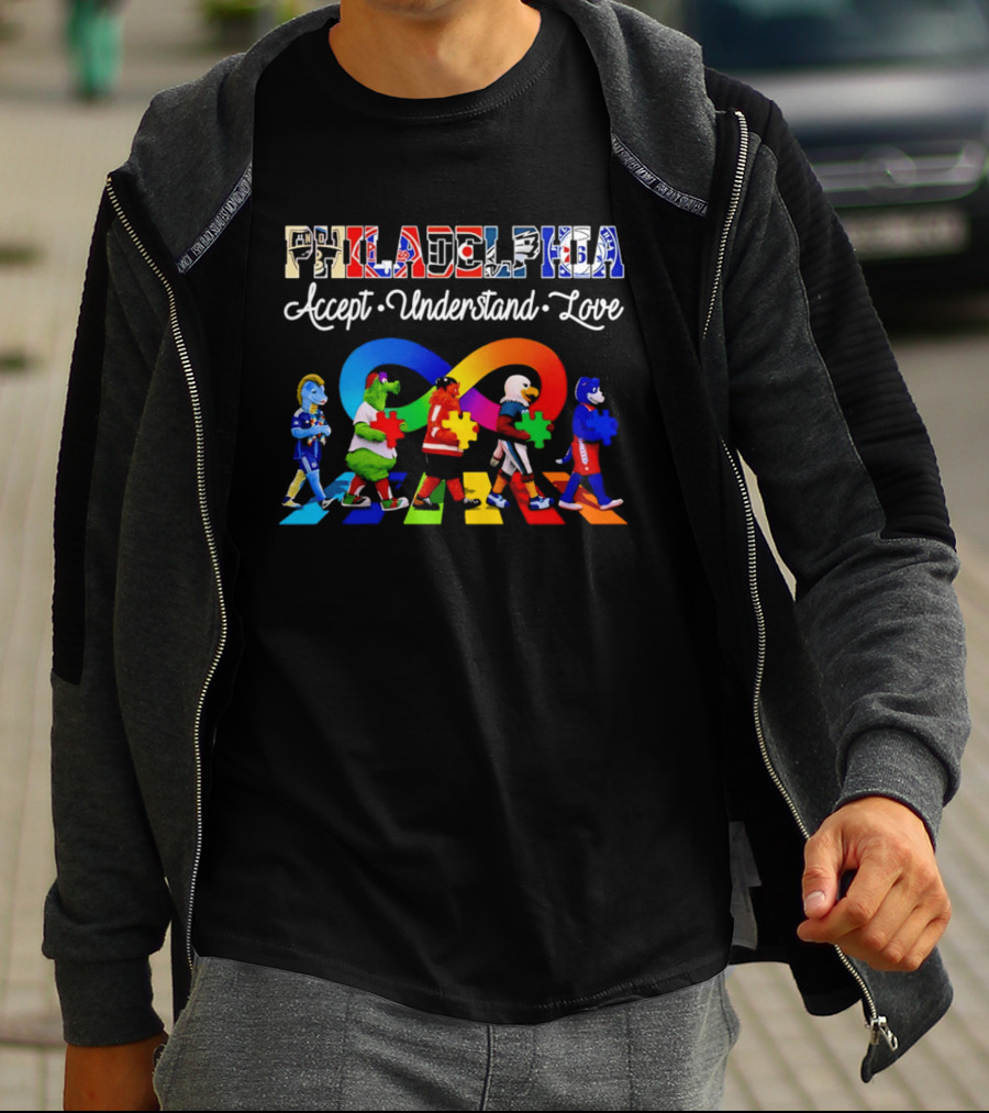 Philadelphia Mascots Autism Awareness Accept Understand Love T-Shirt