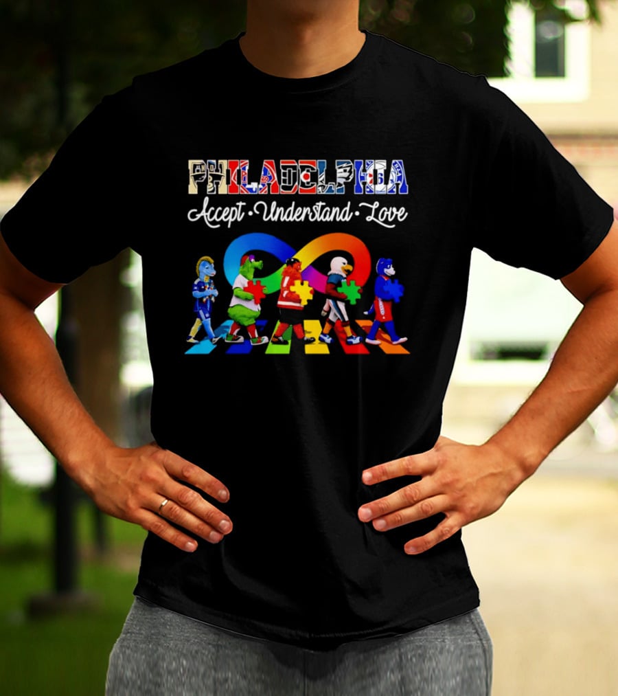 Philadelphia Mascots Autism Awareness Accept Understand Love T-Shirt