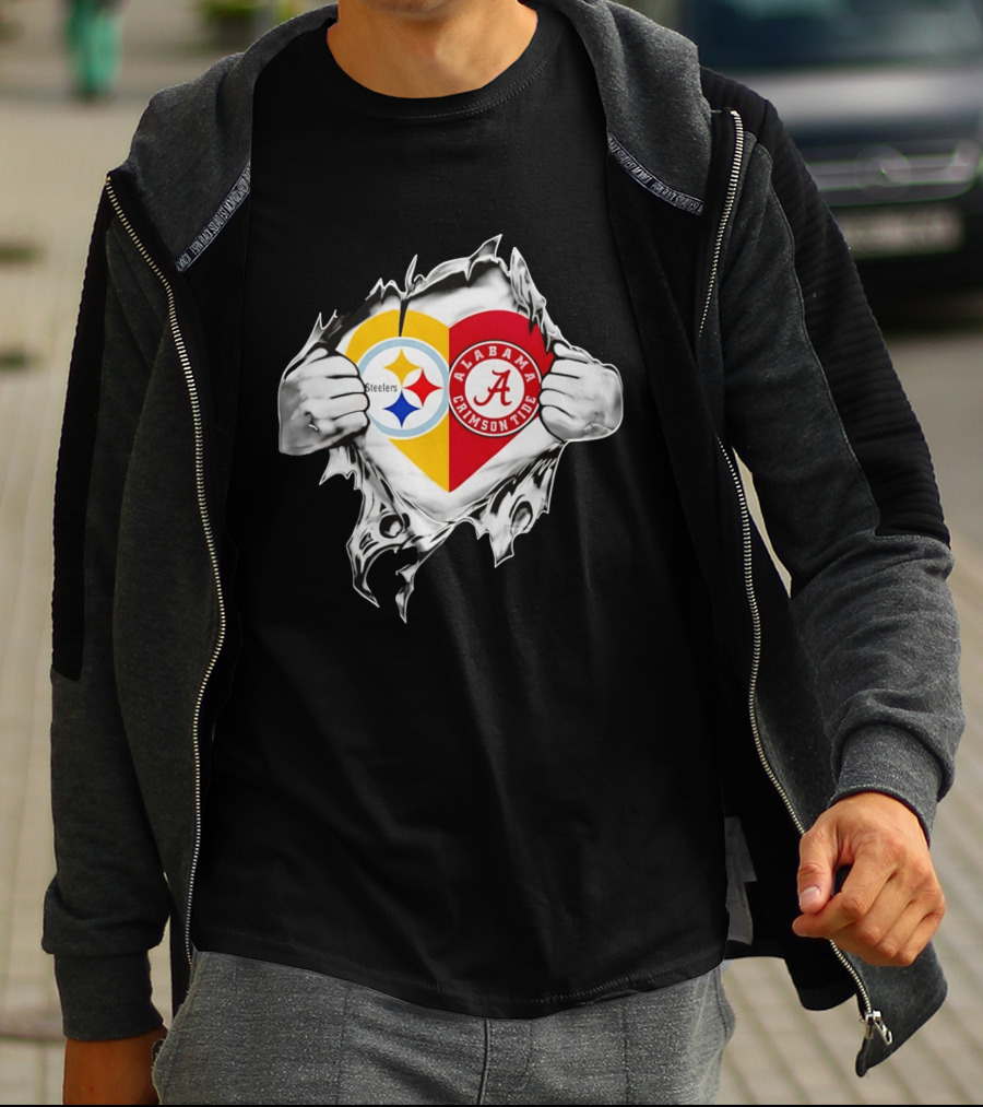 Pittsburgh Steelers Alabama Crimson Tide Heart Dual T-Shirt