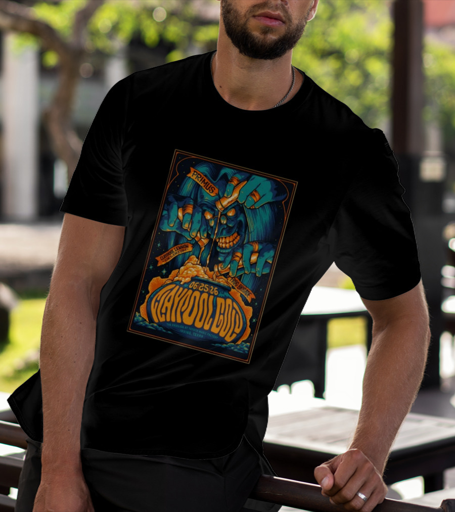 Primus Claypool Lennon Delirium Frog Brigade June 25 2026 Pavilion Toyota Music Factory Irving TX T-Shirt