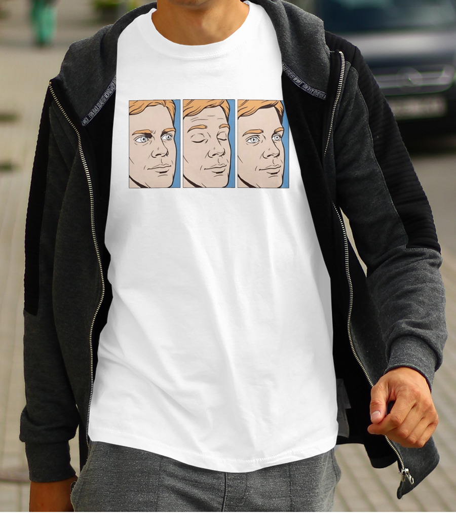 Blinking White Guy Meme Reaction Face Comic Triptych T-Shirt