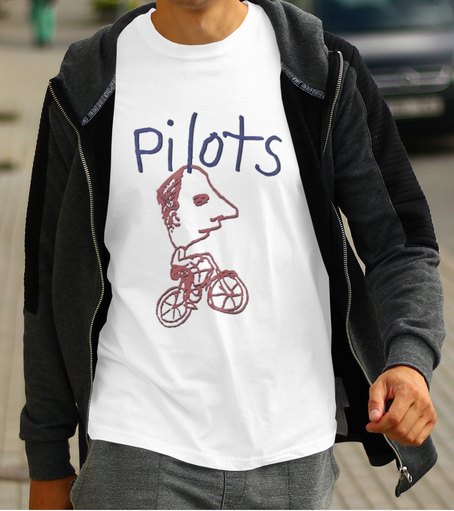 Pilots Bicycle Drawing With Face Sketch T-Shirt