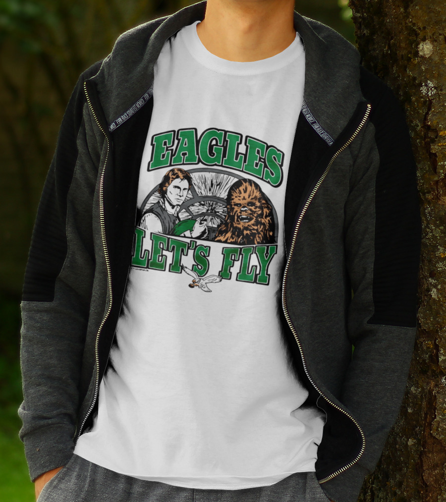 Eagles Let's Fly Star Wars Philadelphia Light Side Chewbacca Han Solo T-Shirt