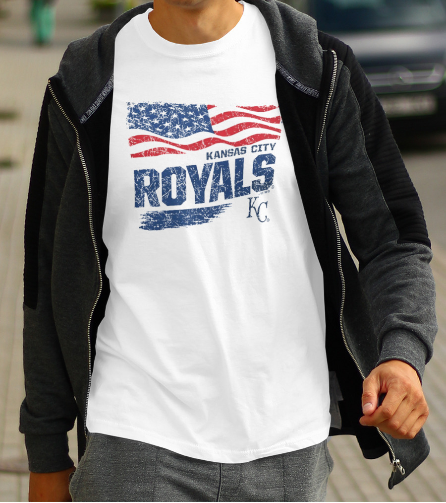 Kansas City Royals Waving American Flag 4th Of July Celebration KC T-Shirt