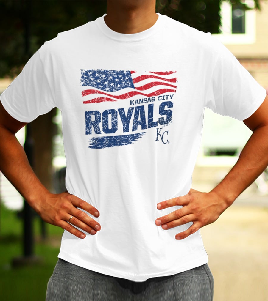 Kansas City Royals Waving American Flag 4th Of July Celebration KC T-Shirt