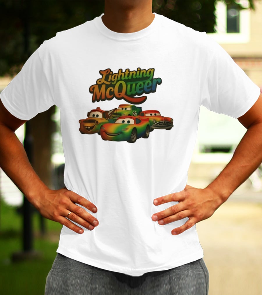 Lightning McQueer Pride Cars Movie Characters Rainbow T-Shirt