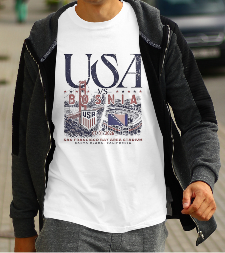 USA Vs Bosnia San Francisco Bay Area Stadium July 2026 Match Up T-Shirt