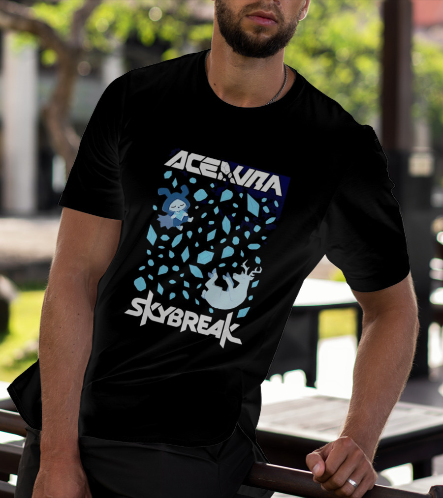 Ace Aura Skybreak EDM Music Artistic Falling Character And Deer With Blue Leaves T-Shirt