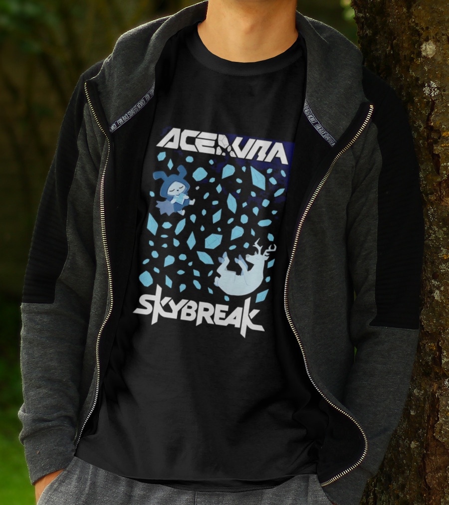 Ace Aura Skybreak EDM Music Artistic Falling Character And Deer With Blue Leaves T-Shirt