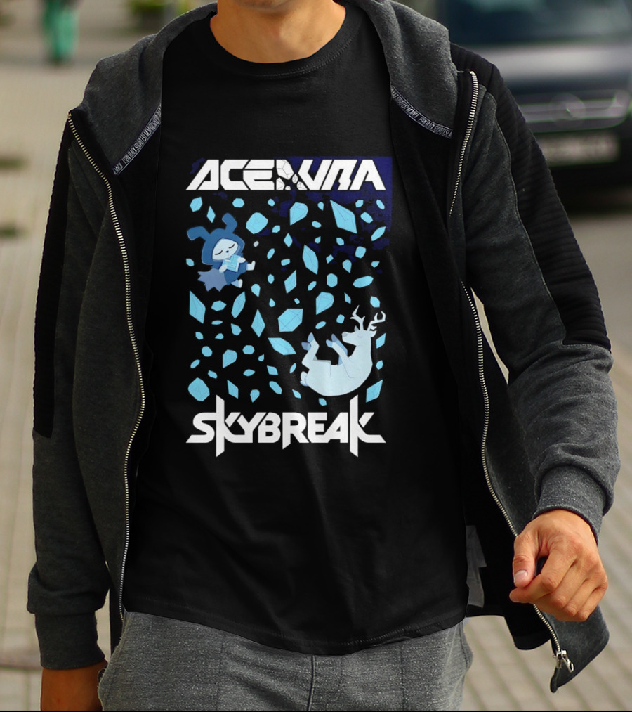 Ace Aura Skybreak EDM Music Artistic Falling Character And Deer With Blue Leaves T-Shirt