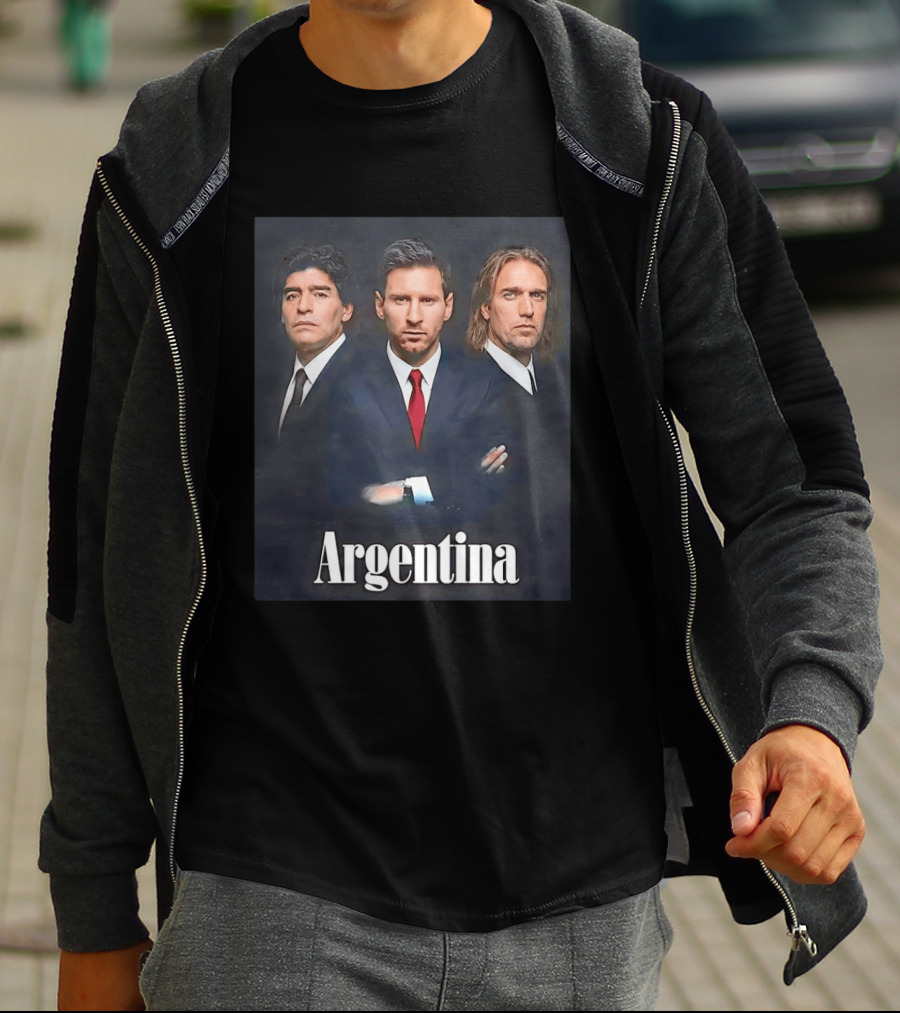 Argentina Legends Diego Maradona Lionel Messi Mario Kempes T-Shirt