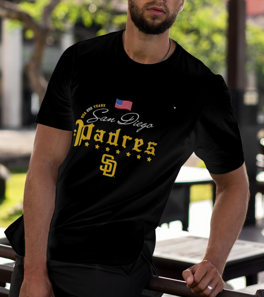 San Diego Padres USA 250 Years 4th Of July Celebration Stars And Stripes Edition T-Shirt