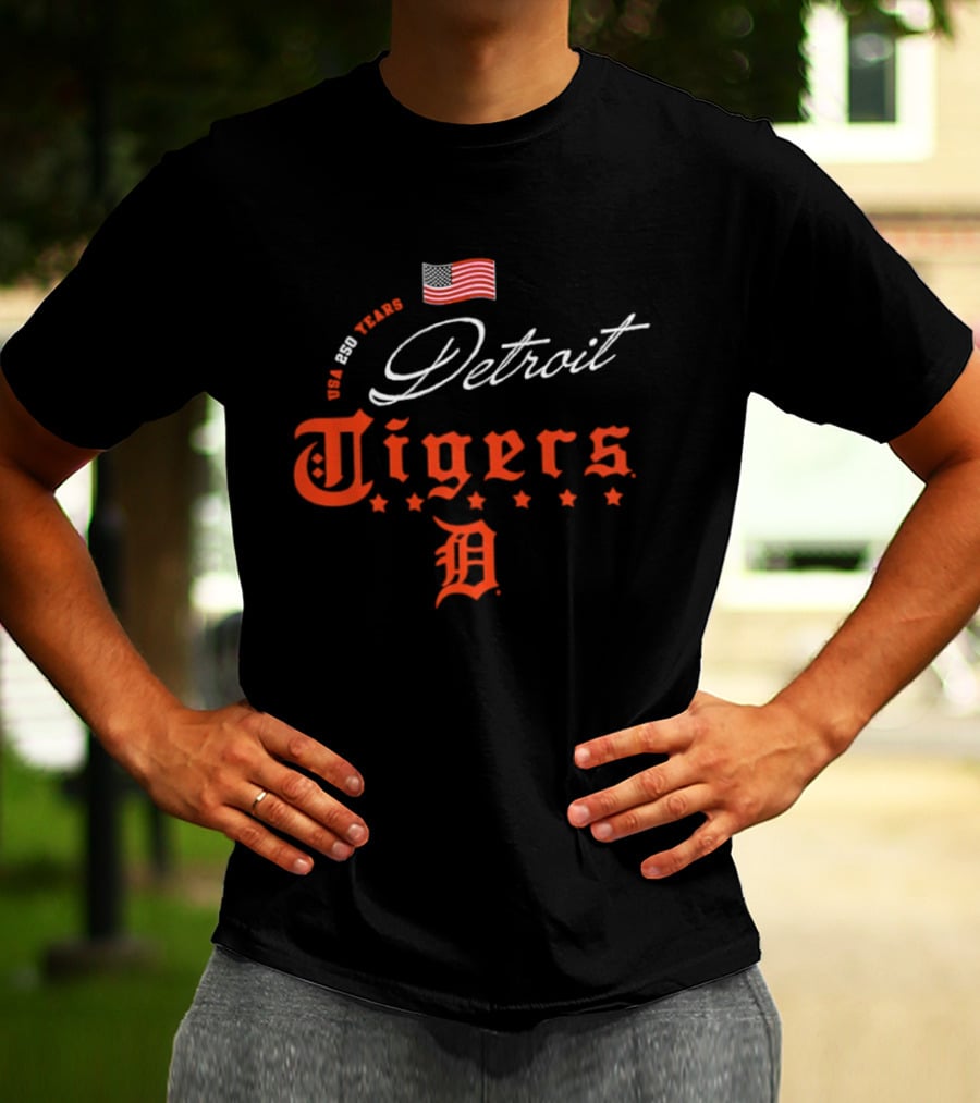 Detroit Tigers 250 Years USA Celebration Happy 4th Of July T-Shirt