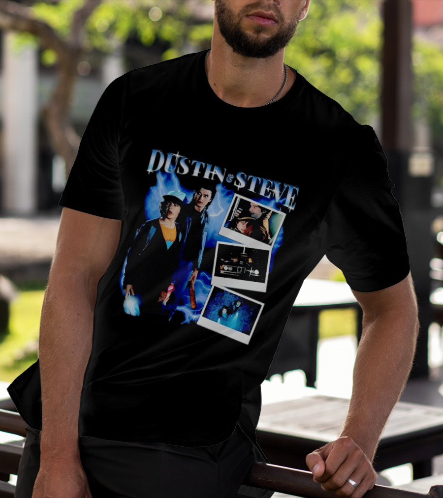 Dustin Steve Polaroid Photos Lightning T-Shirt
