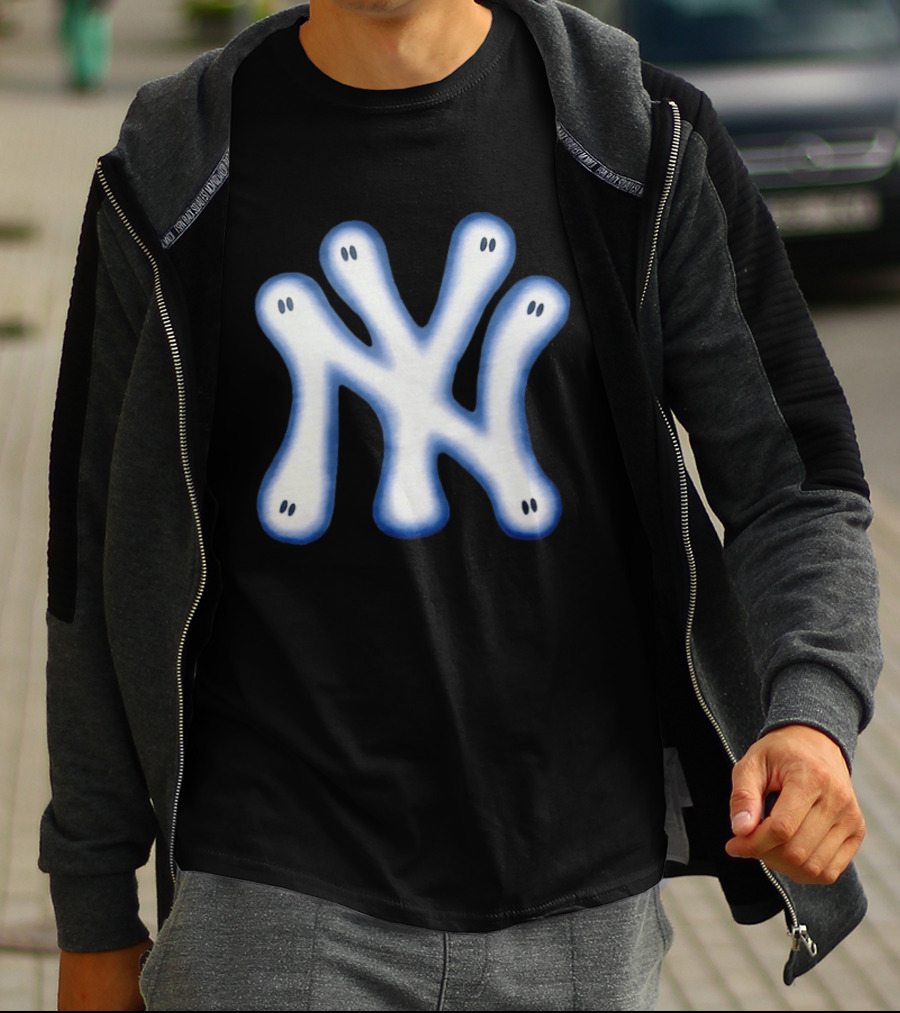 New York Yankees Ghostly Logo With Spooky Eyes T-Shirt