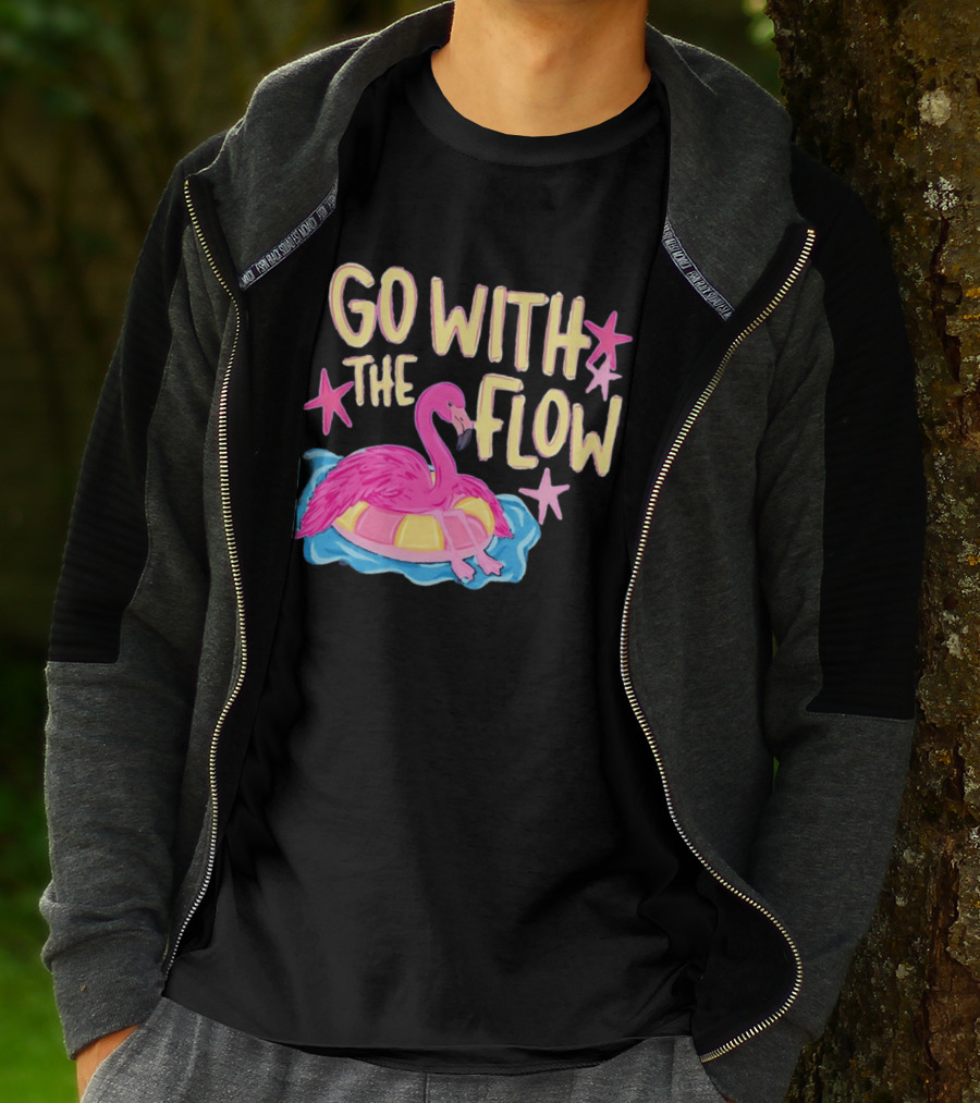 Go With The Flow Flamingo Summer Tropical Vibes T-Shirt