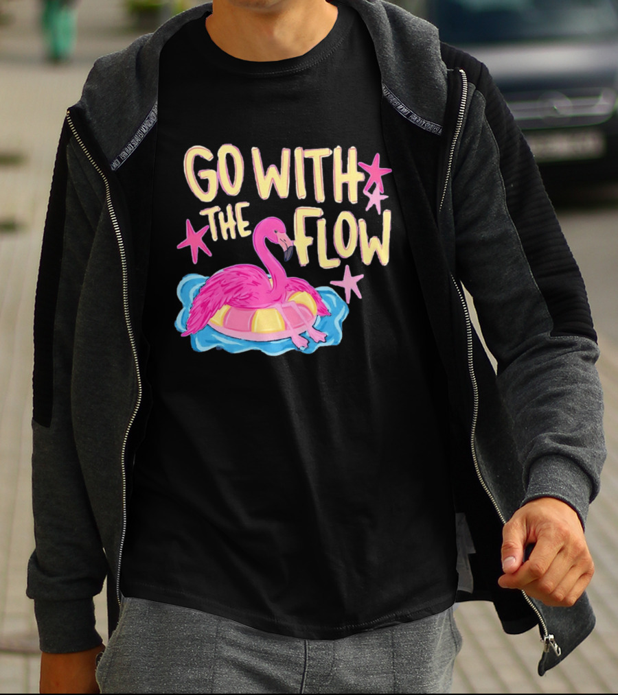 Go With The Flow Flamingo Summer Tropical Vibes T-Shirt