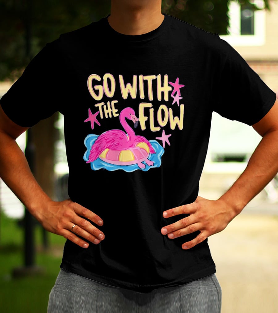 Go With The Flow Flamingo Summer Tropical Vibes T-Shirt