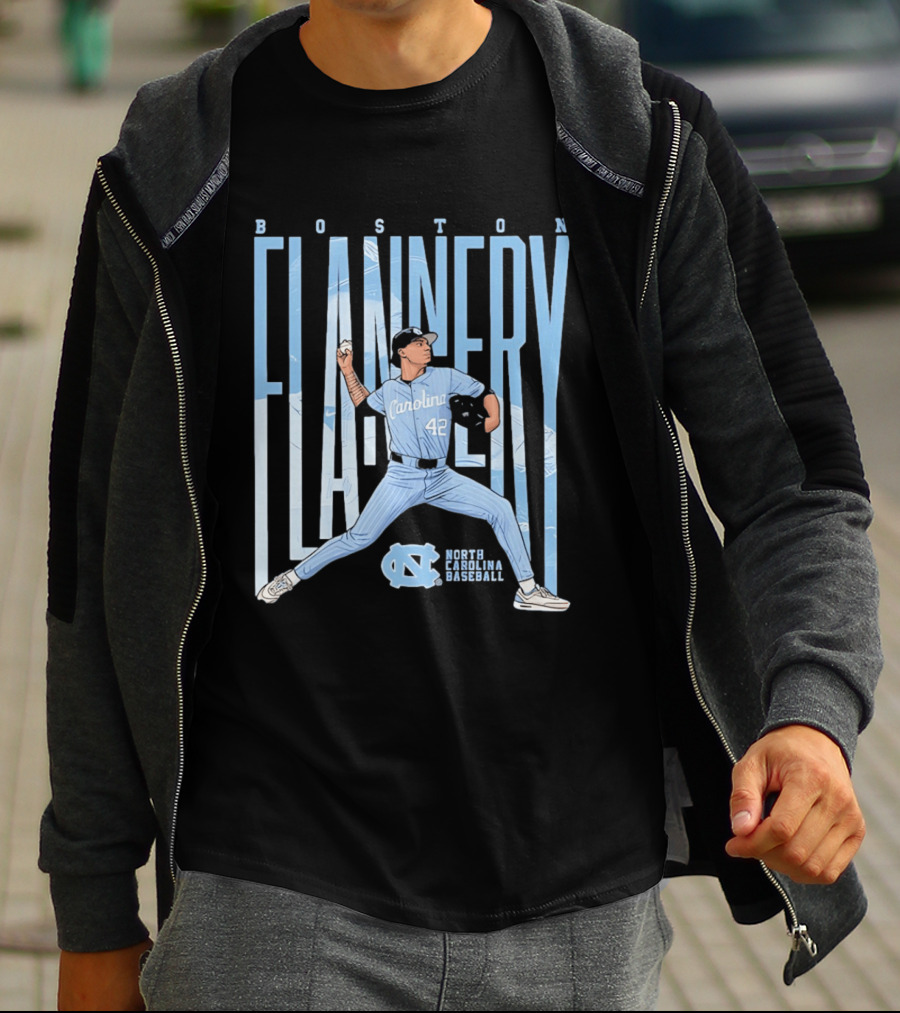 Boston Flannery North Carolina Tar Heels Baseball Carolina 42 T-Shirt