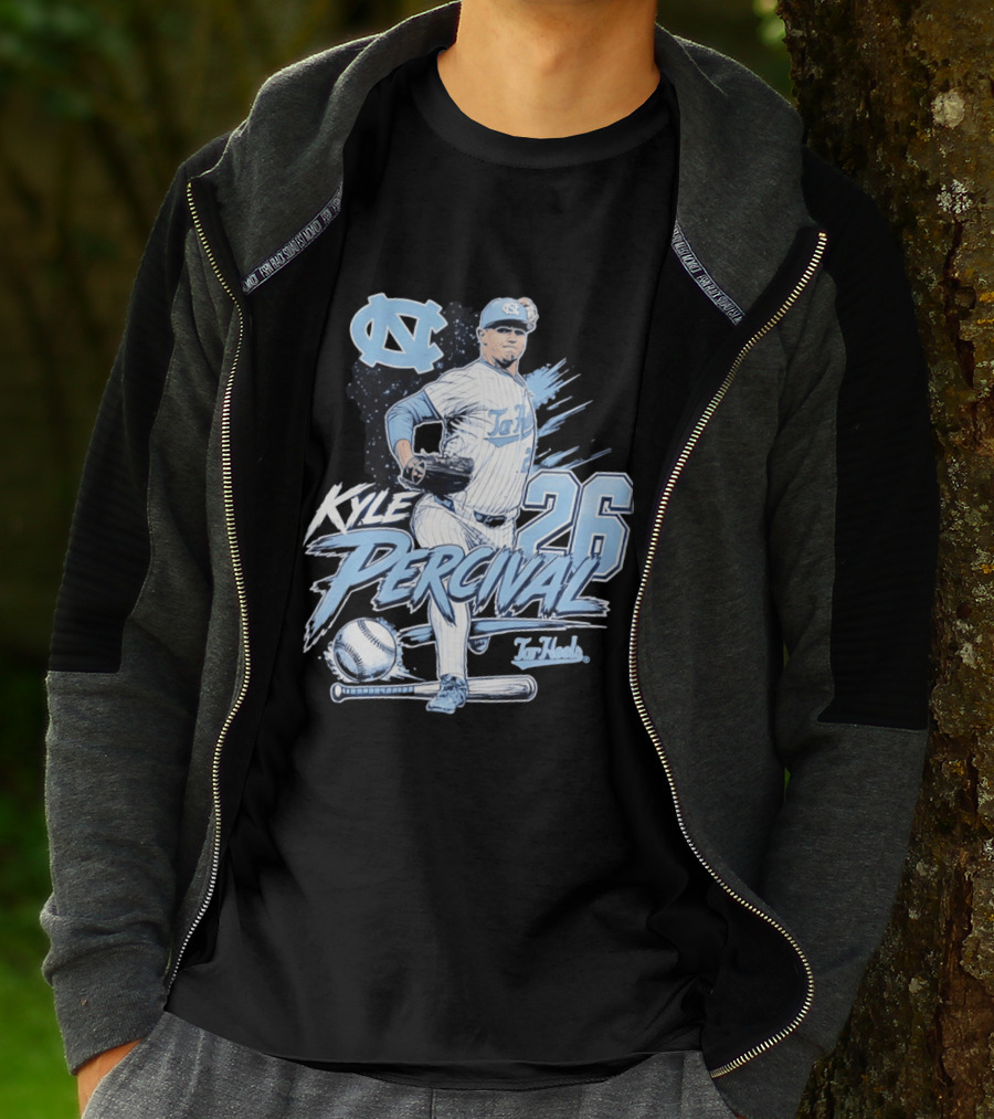 North Carolina Tar Heels Kyle Percival 26 Baseball Pitcher T-Shirt
