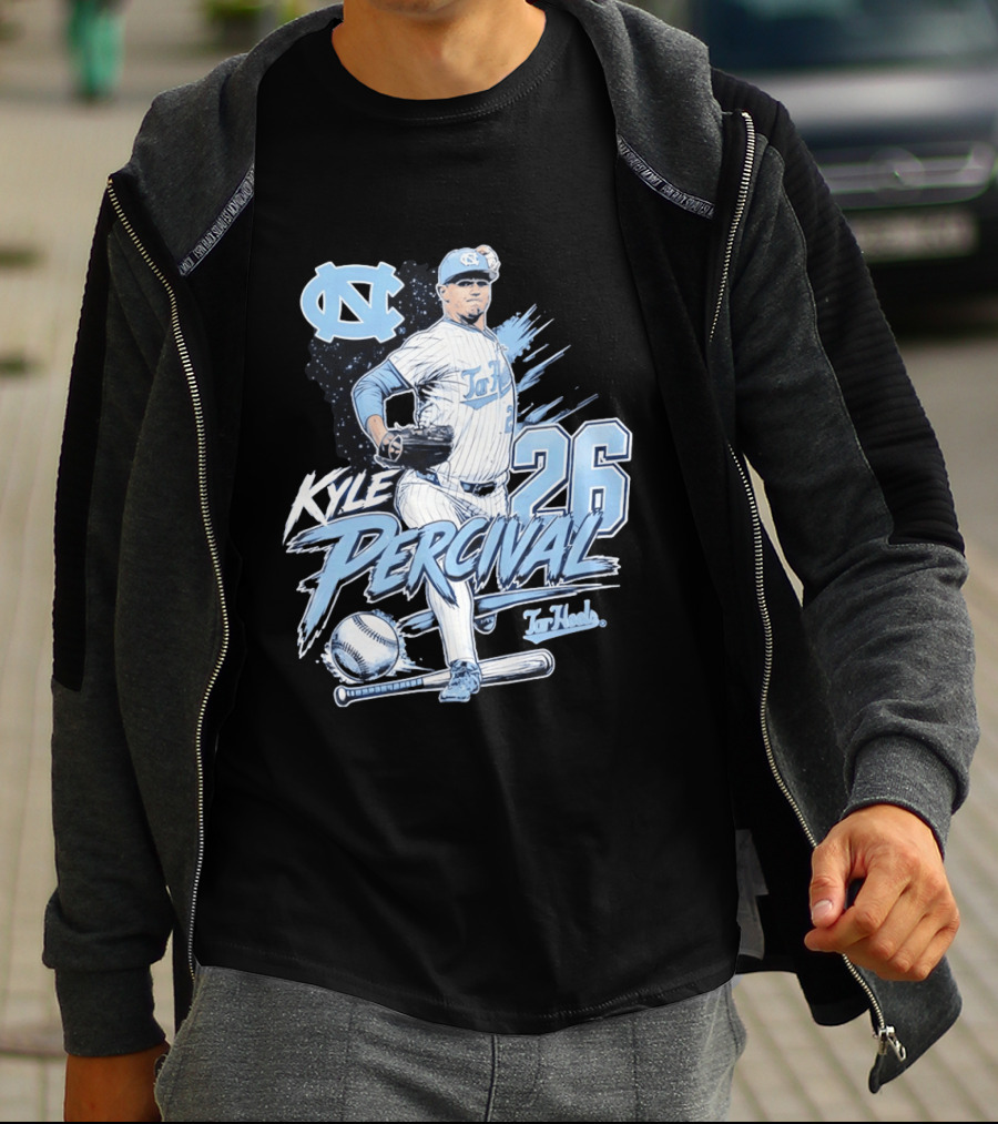 North Carolina Tar Heels Kyle Percival 26 Baseball Pitcher T-Shirt