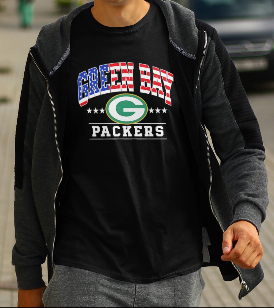 Green Bay Packers 1776 2026 250 Years 4th Of July American Flag T-Shirt